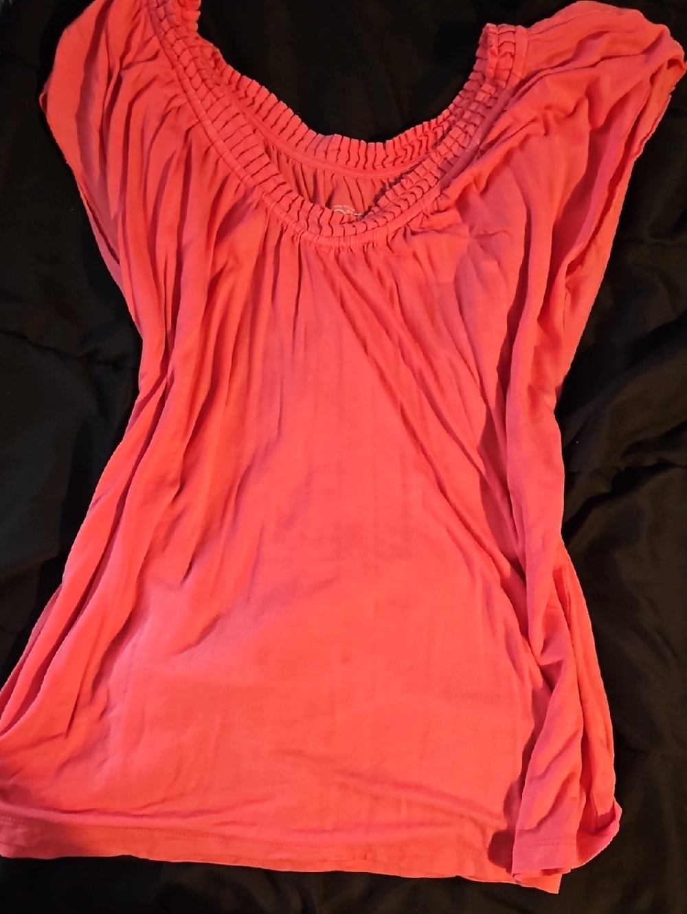 LOFT Coral Pink Gathered Scoop Neck Camisole